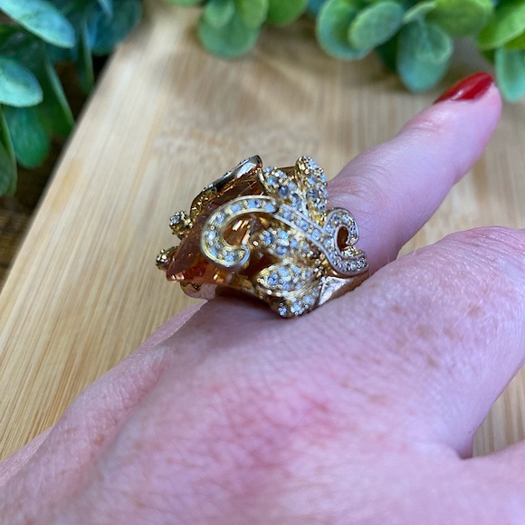 Vintage estate citrine costume ring size 7 - Picture 6 of 6